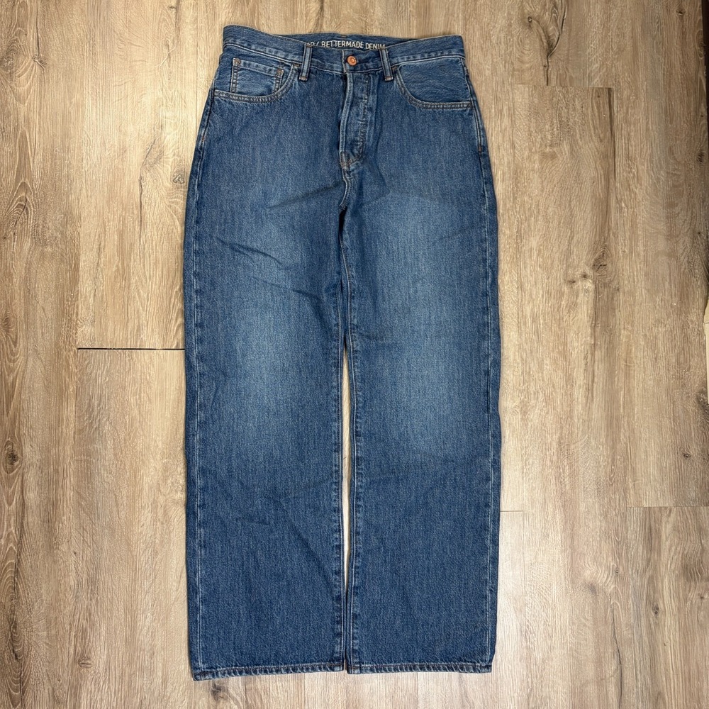 Gap Better Made Denim Loose Fit Mens 30x30 Blue 100% Cotton Straight Button Fly